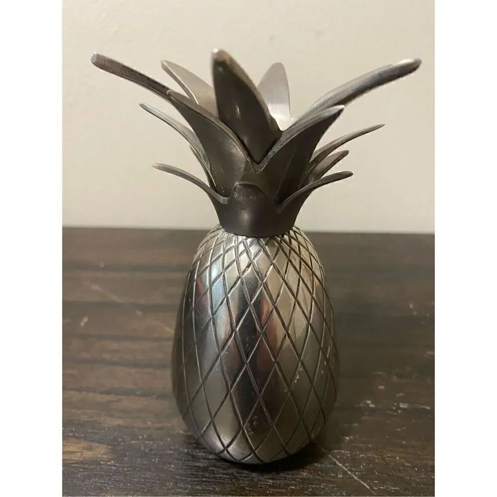 Brass pineapple candle holder with pewter finish